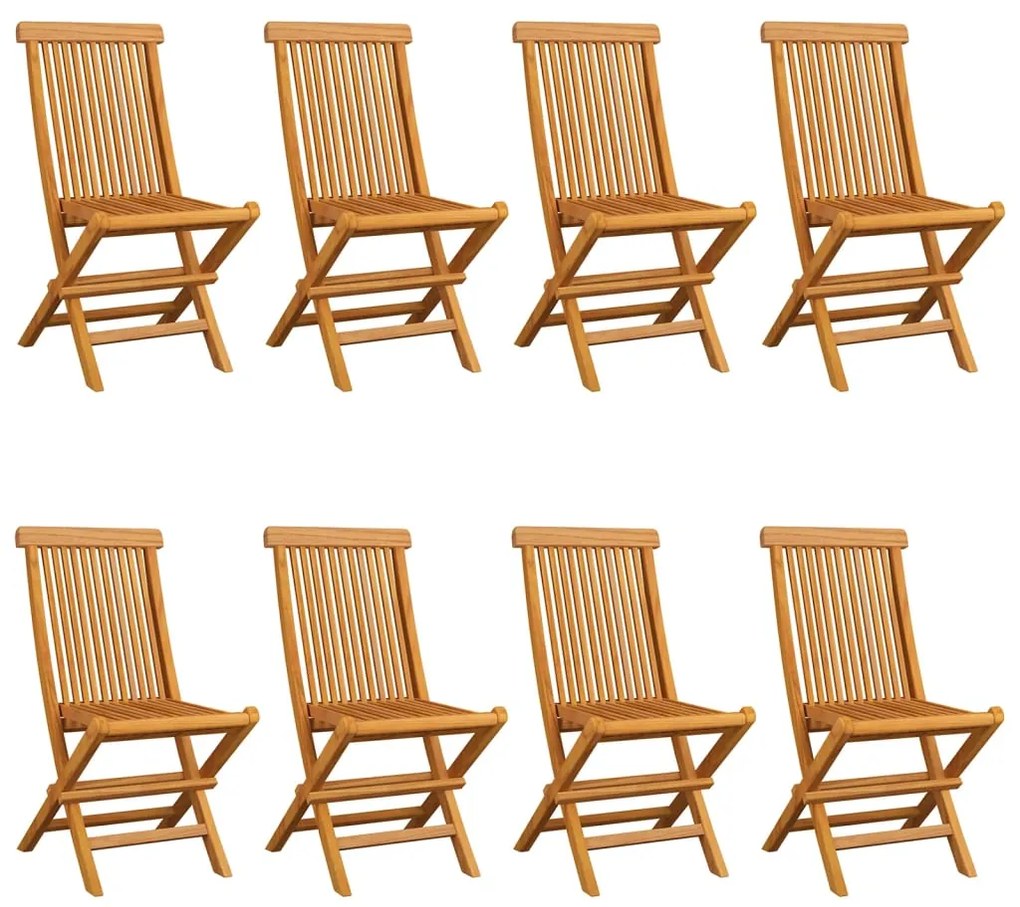 Cadeiras de jardim c/ almofadões branco nata 8 pcs teca maciça