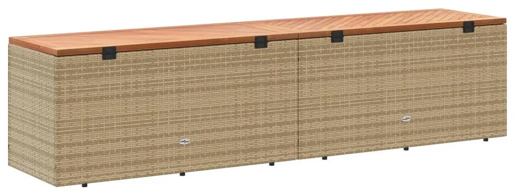 Caixa arrumação jardim 220x50x54 cm vime PE/acácia maciça bege