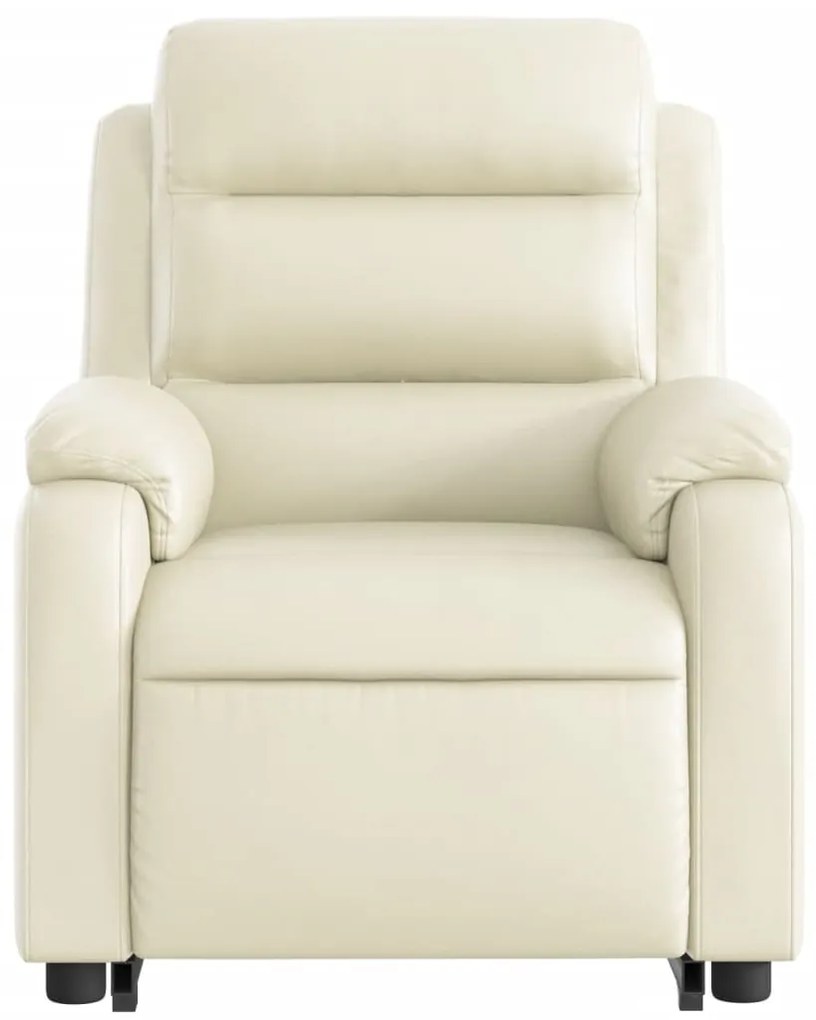 Poltrona reclinável de massagens couro artificial cor creme