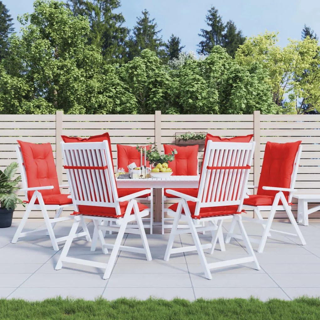 vidaXL Almofadões para cadeiras altas de jardim 6 pcs tecido vermelho