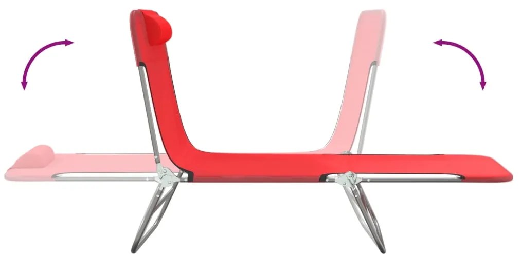 Espreguiçadeiras dobráveis 2 pcs textilene e aço vermelho