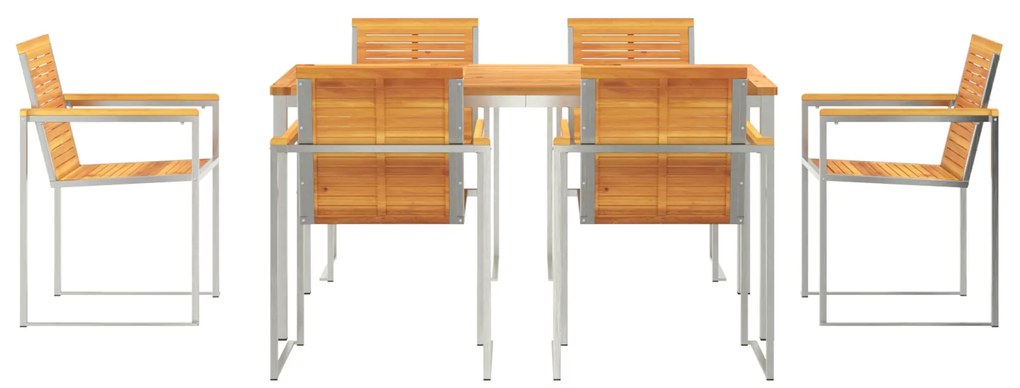 Conjunto de Jantar de Jardim 7 Peças vidaXL Madeira Acácia Maciça