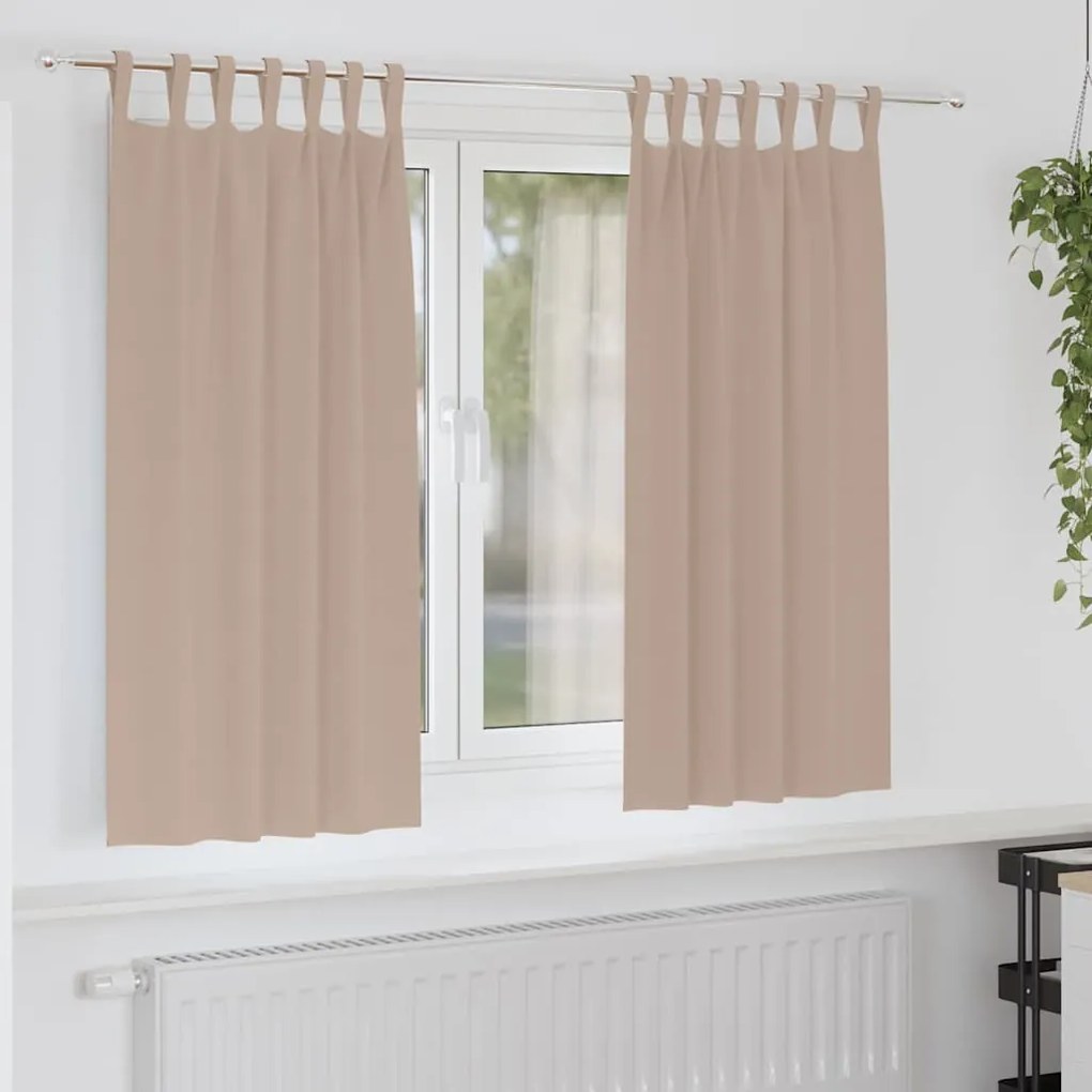 vidaXL Cortinas com cortinas 2 pcs Cinzento-acastanhado Poliéster