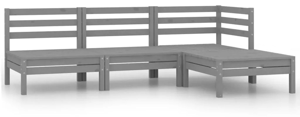 vidaXL 4 pcs conjunto lounge de jardim pinho maciço cinzento