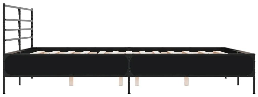 Estrutura de cama 180x200 cm derivados de madeira/metal preto