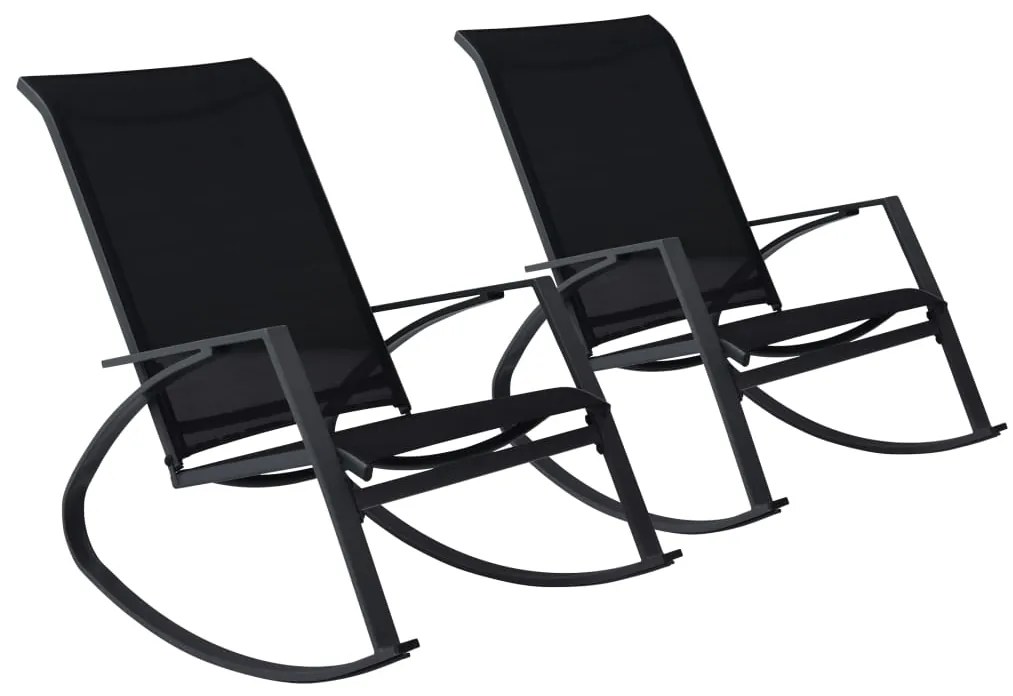 Cadeiras de baloiço para jardim 2 pcs textilene preto
