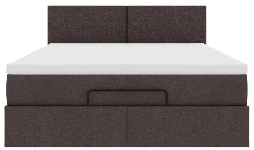 Cama otomana com colchão 140x190 cm tecido castanho escuro