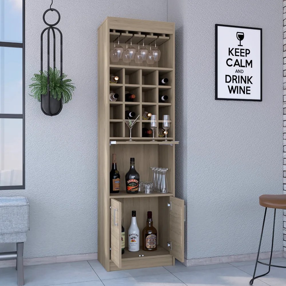 Móvel de bar com mesa extensível Kava Beijing, 51 cm x 180,6 cm x 34 cm, Cor Mel