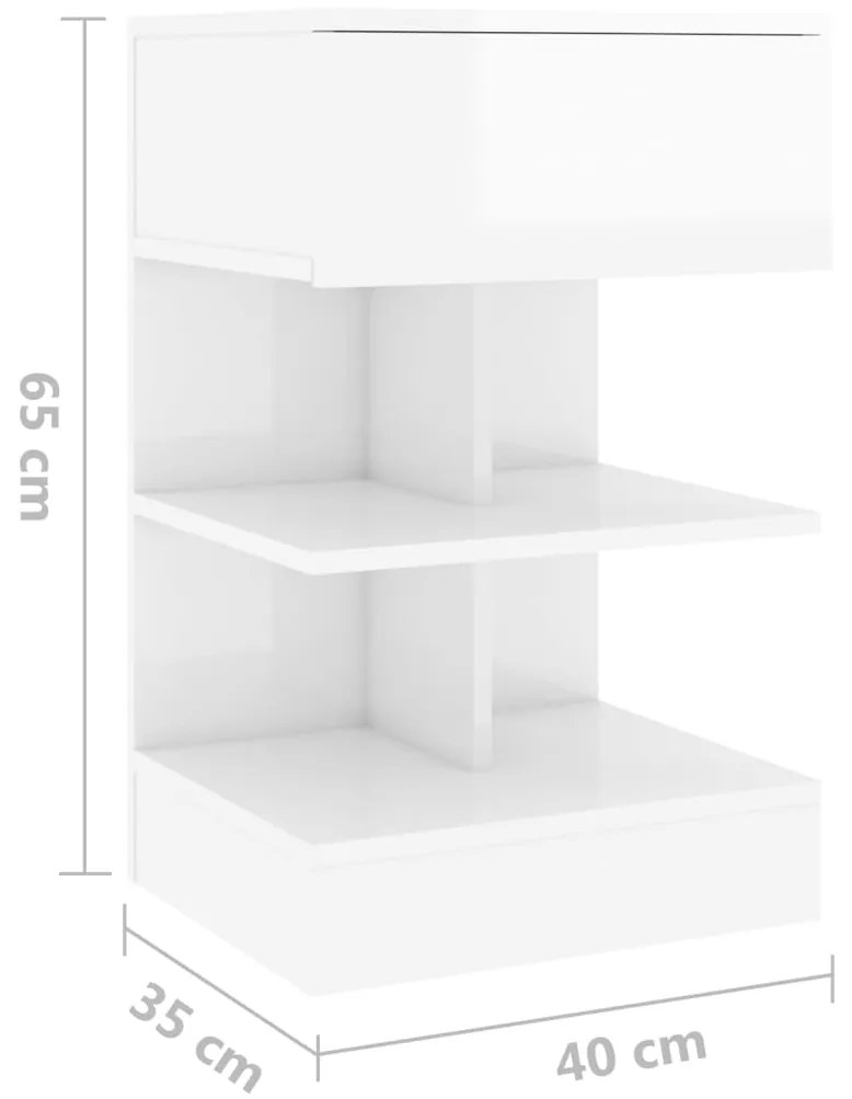 Mesa de cabeceira derivados de madeira branco brilhante