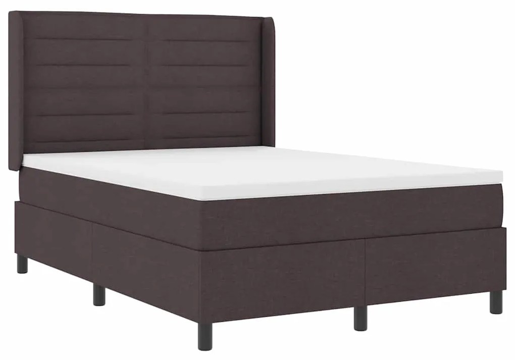 Cama Box com Colchão e LED Marron Escuro 140x200 cm Tecido