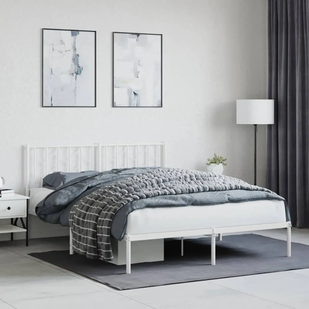vidaXL Estrutura de cama com cabeceira 150x200 cm metal branco