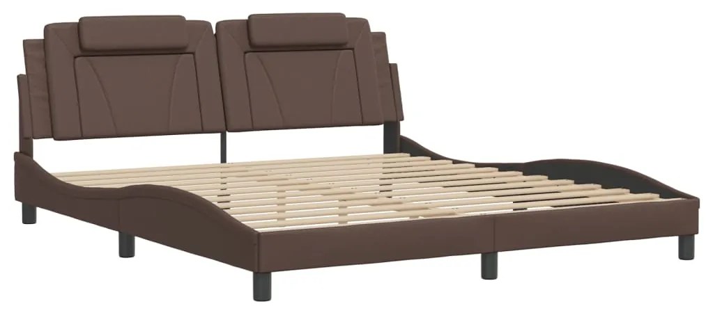 Estrutura cama c/ cabeceira 180x200cm couro artificial castanho