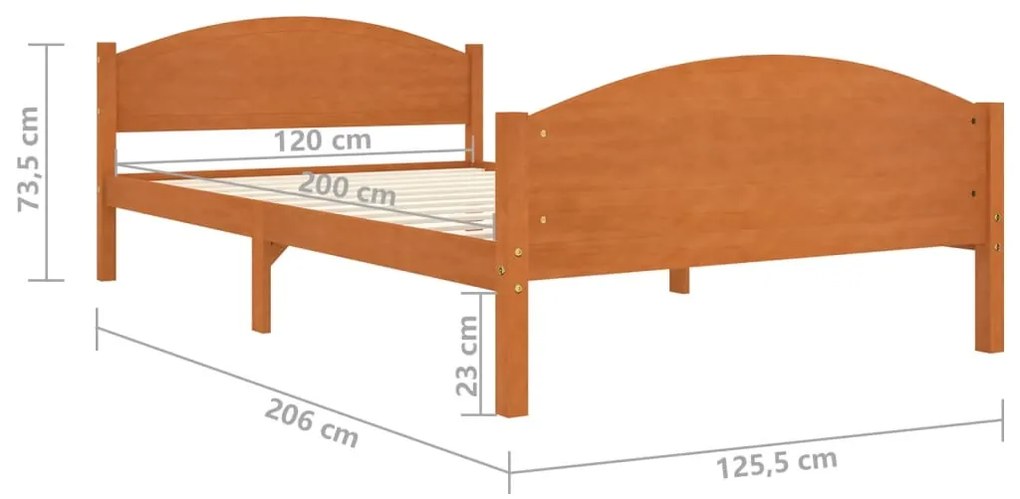 Estrutura de cama 120x200 cm pinho maciço castanho mel