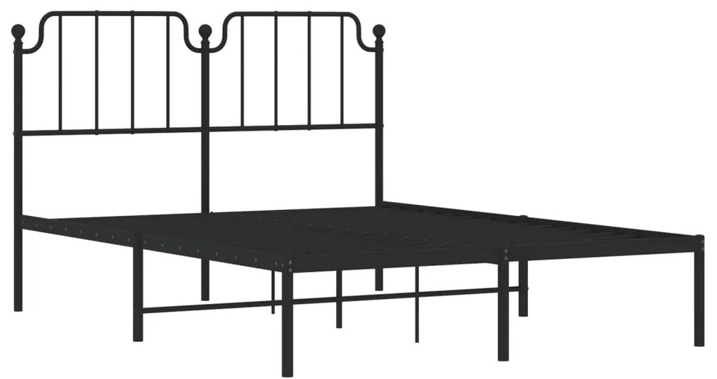 Estrutura de cama com cabeceira 140x200 cm metal preto