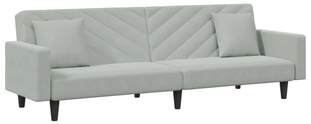 2 pcs conjunto de sofás com almofadas veludo cinzento-claro