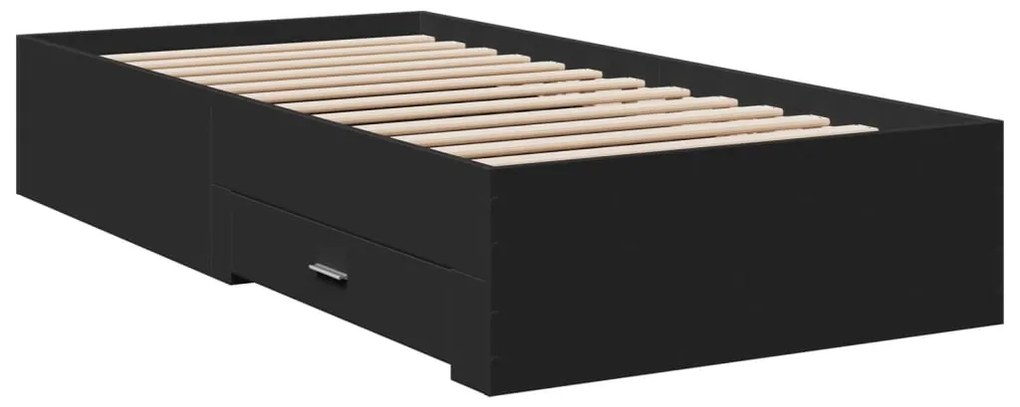 Estrutura de cama c/ gavetas 100x200 cm derivados madeira preto
