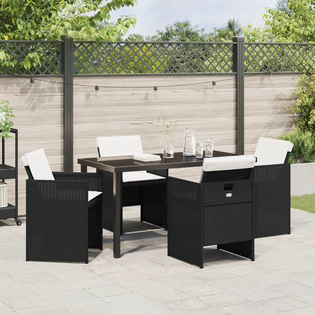 Conjunto de Jantar para o Jardim vidaXL de 5 Peças com Almofadas em Ra
