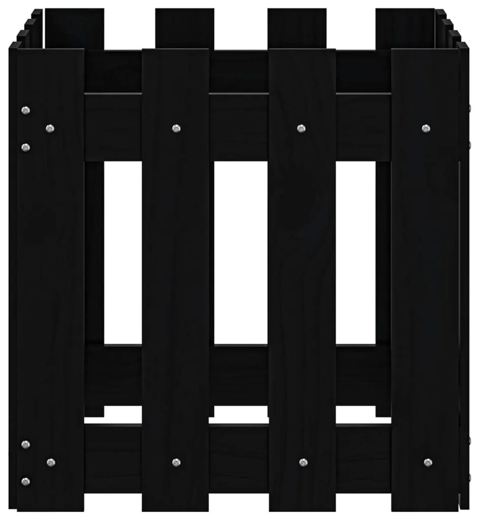 Vaso de jardim c/ design cerca 40x40x40 cm pinho maciço preto