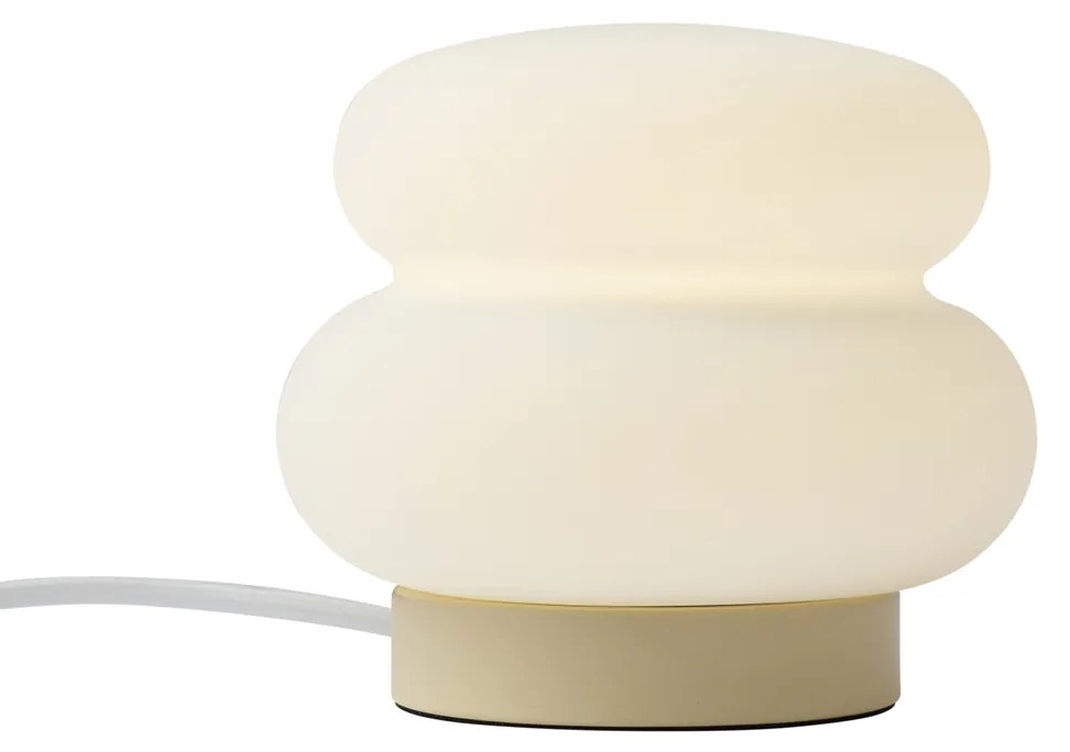 Candeeiro de Mesa Japandi Bege com Vidro Opalino 15cm - Kumo Japandi