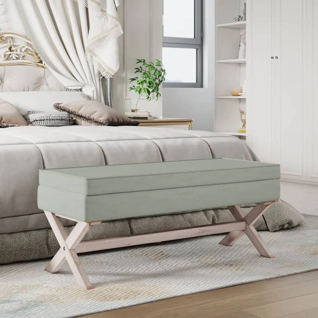 344525 vidaXL Banco de arrumação 110x45x49 cm veludo cinzento-claro