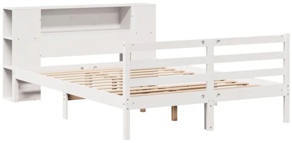 Cama com estante sem colchão 160x200 cm pinho maciço branco