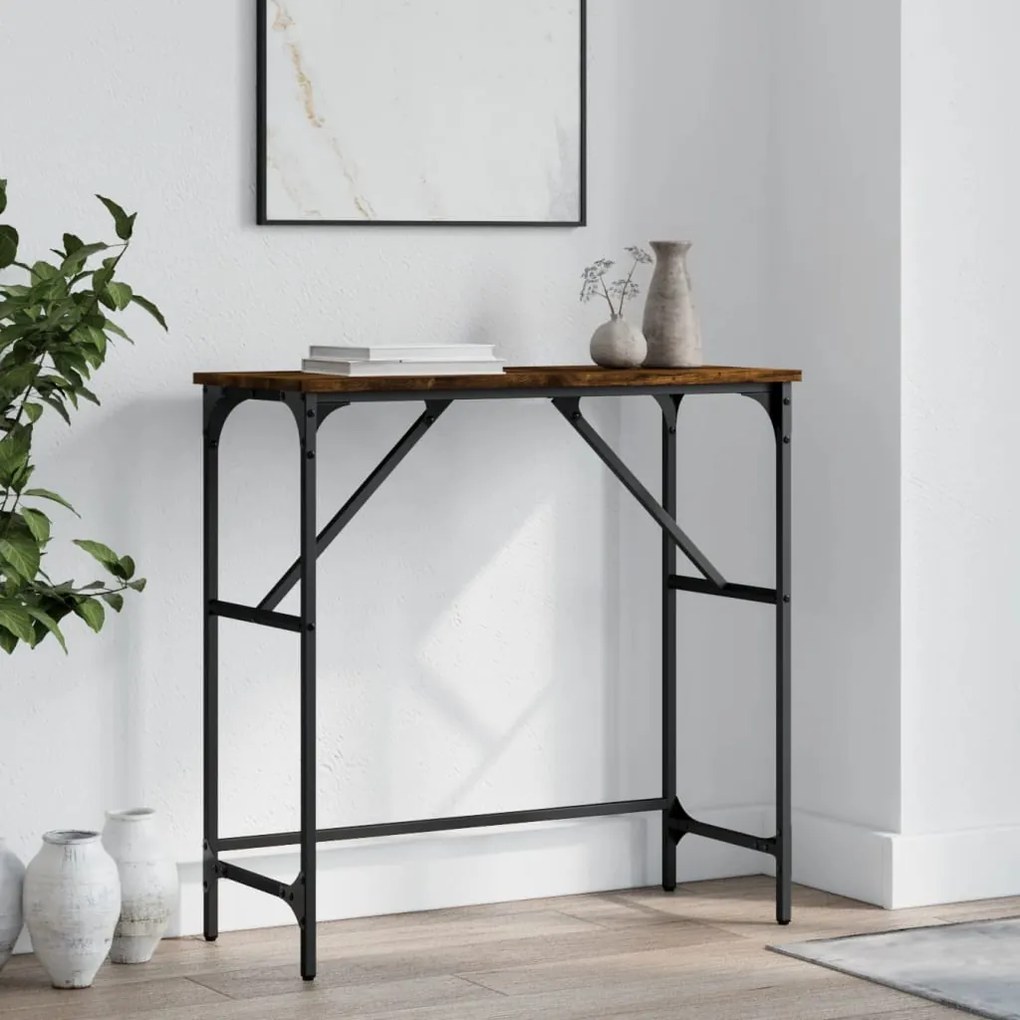vidaXL Mesa consola 75x32x75 cm derivados de madeira carvalho fumado