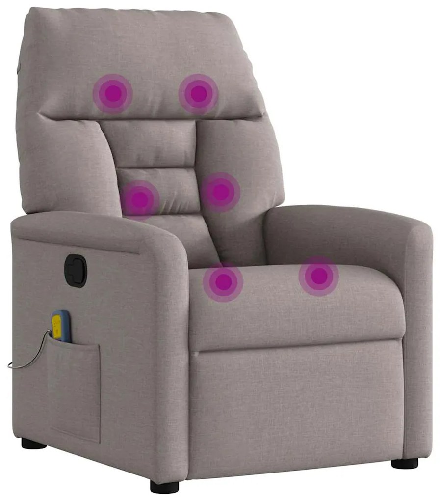 Poltrona de massagens reclinável tecido cinzento-acastanhado