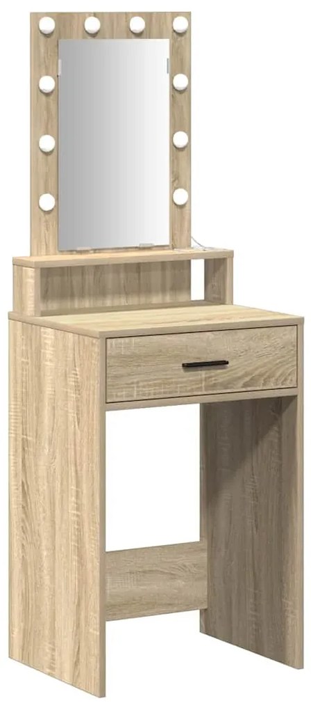 Mesa de Maquiagem com Luzes LED - Carvalho Sonoma - 50x41x140 cm