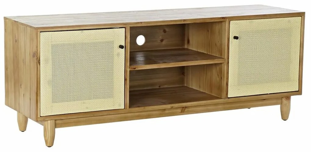 Móvel de Tv Dkd Home Decor Castanho Abeto Rotim (140 X 53 X 38 cm)