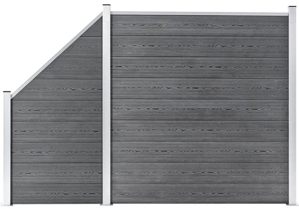Painel vedação WPC 1 quadrado + 1 inclinado 273x186 cm cinzento