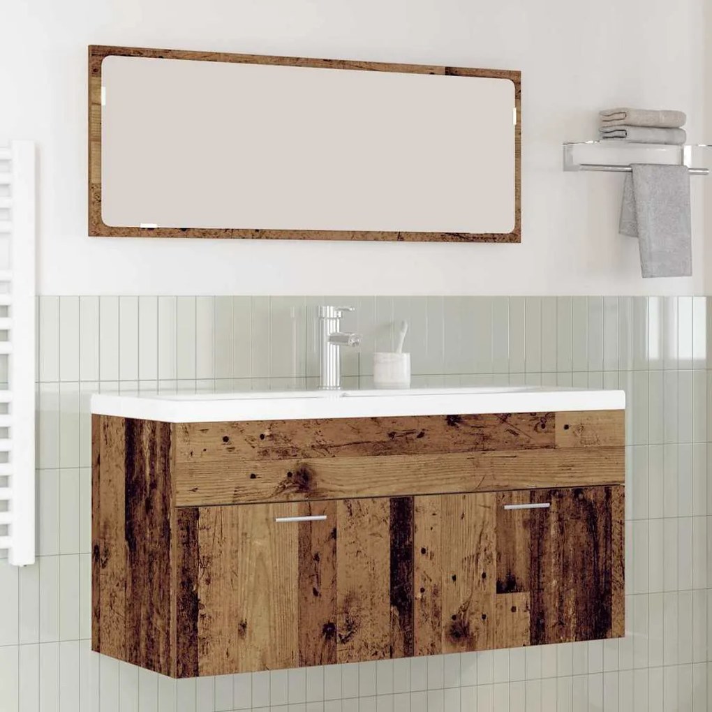 vidaXL Armário de Banheiro com porta Madeira antiga 100 x 38,5 x 46 cm