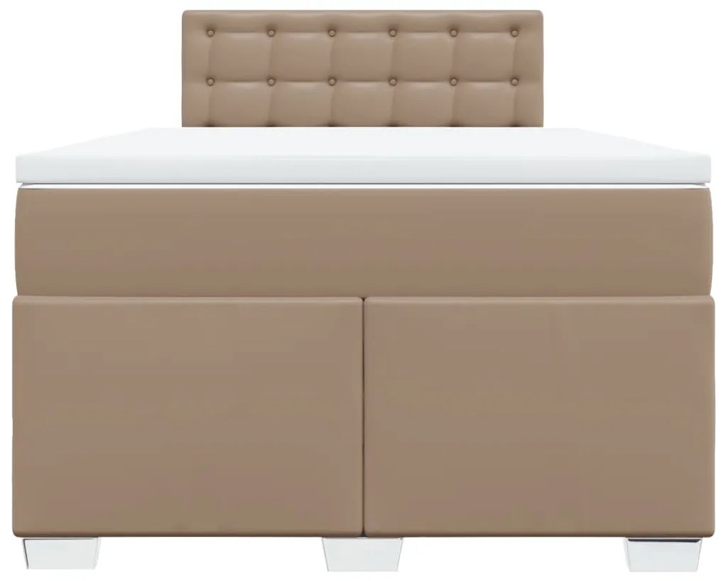 Cama boxspring c/ colchão 120x190cm couro artificial cappuccino