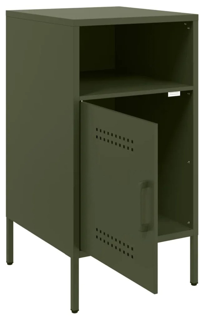 Mesa de cabeceira 36x39x68 cm aço verde-azeitona