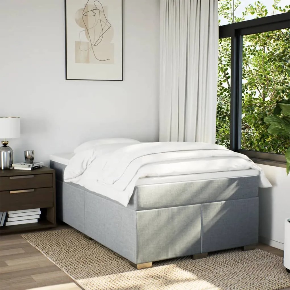 Cama com molas/colchão 120x200 cm tecido cinza-claro
