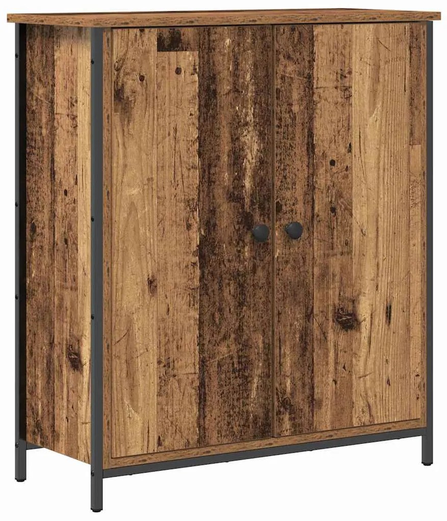 Buffet Lateral Madeira Antiga 70x30x80 cm Madeira Engenheirada e Aço