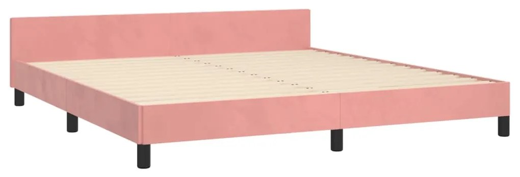 Estrutura de cama c/ cabeceira 160x200 cm veludo rosa