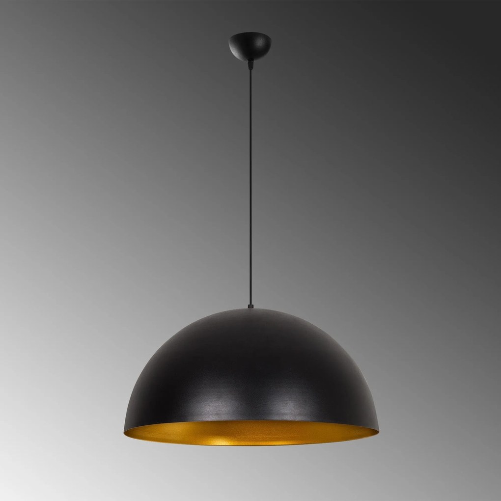 Candeeiro Suspenso Sivani – Preto e Dourado – Diâmetro 60 cm, Altura 1