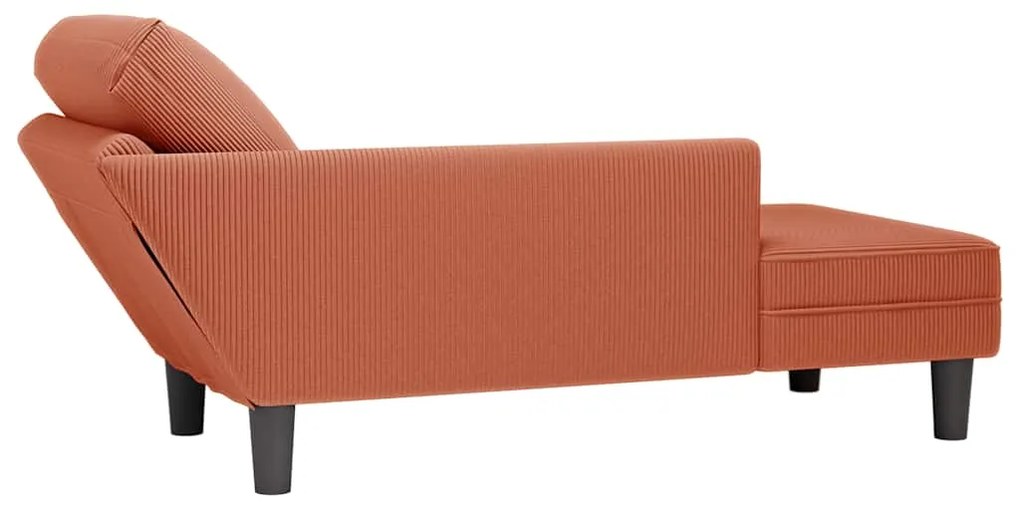 Chaise lounge com almofada tecido corduroy laranja