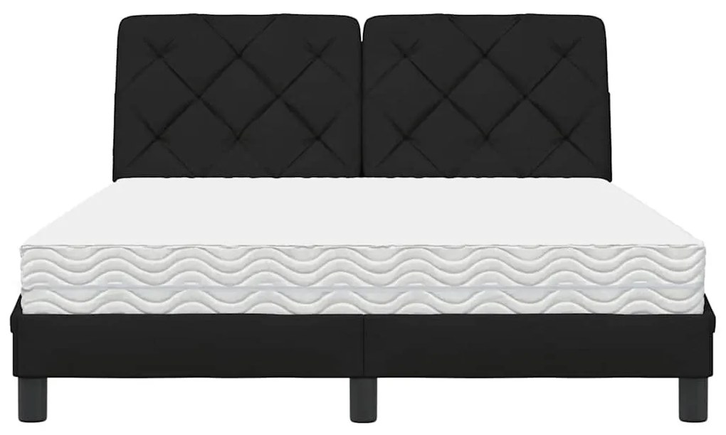 Cama com colchão 140x190 cm tecido preto