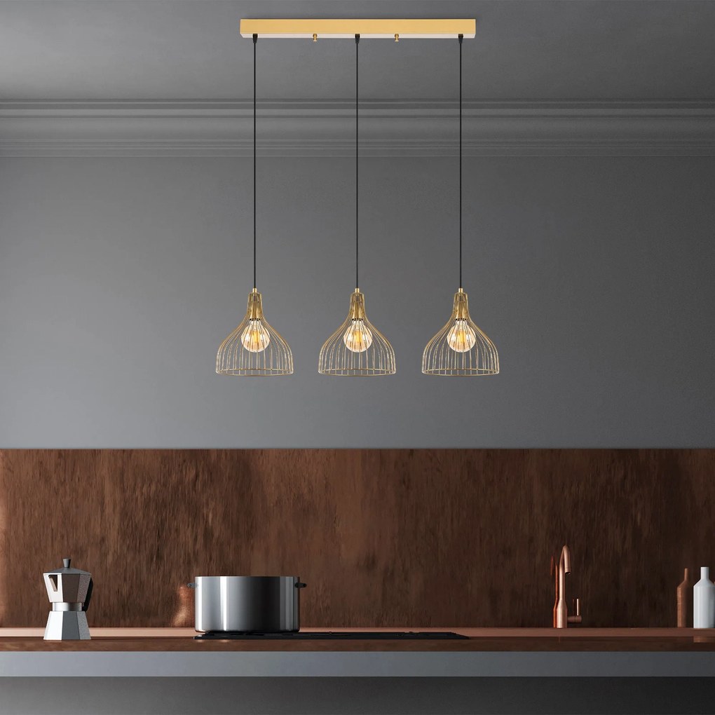 Candeeiro de Teto Cafu – Ouro Brilhante – 94 x 25 x 121 cm