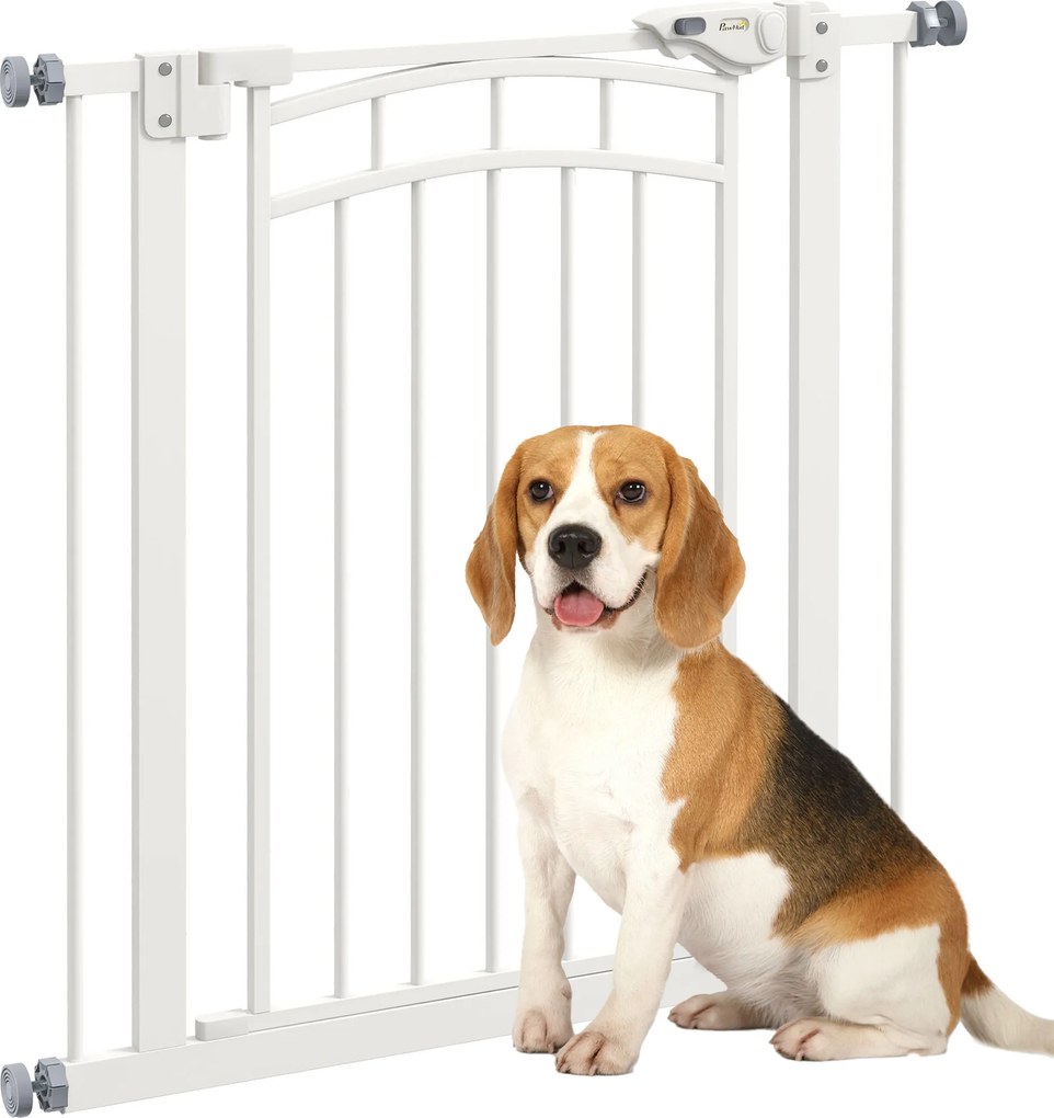 Barreira de segurança para cães, extensível, com duplo sistema de bloqueio, 74-80 x 76 cm, branca