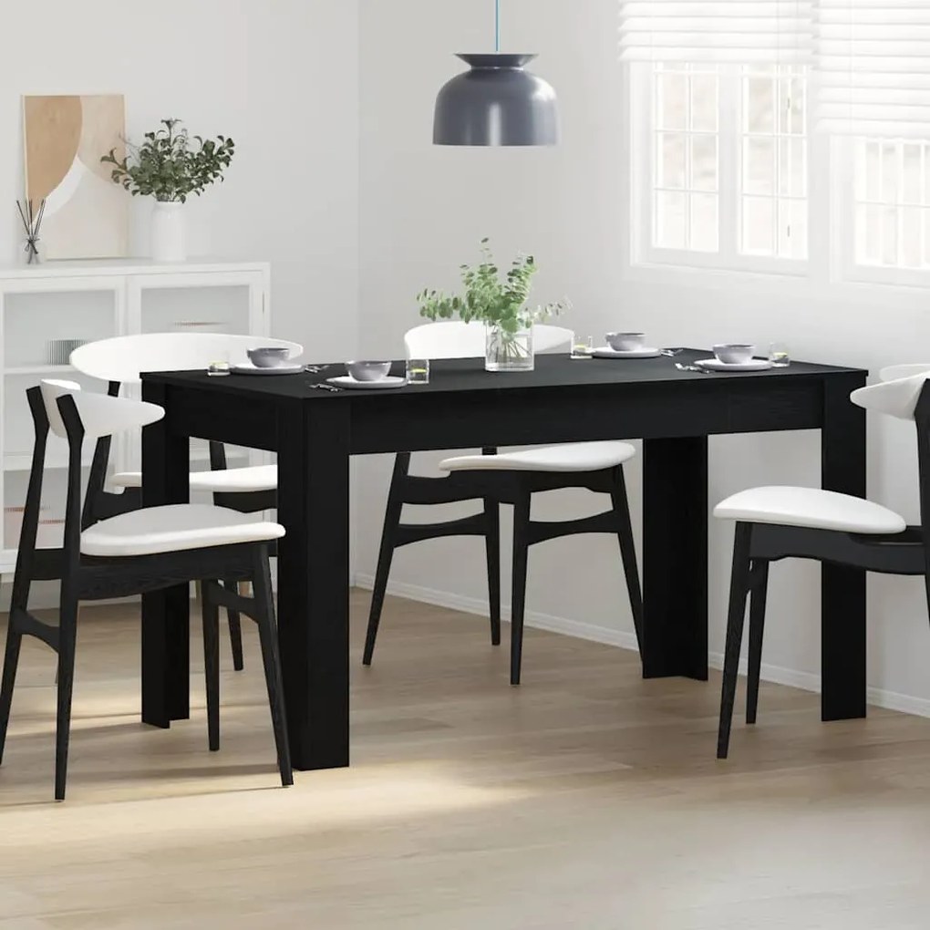 Mesa de Jantar vidaXL Preta de Carvalho 140x74,5x76 cm em Madeira Reco