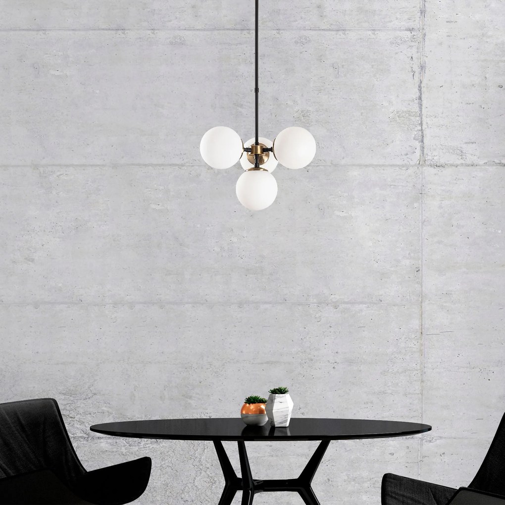 Chandelier Akkas – Preto Antique Creme – 43 x 43 x 47-89 cm
