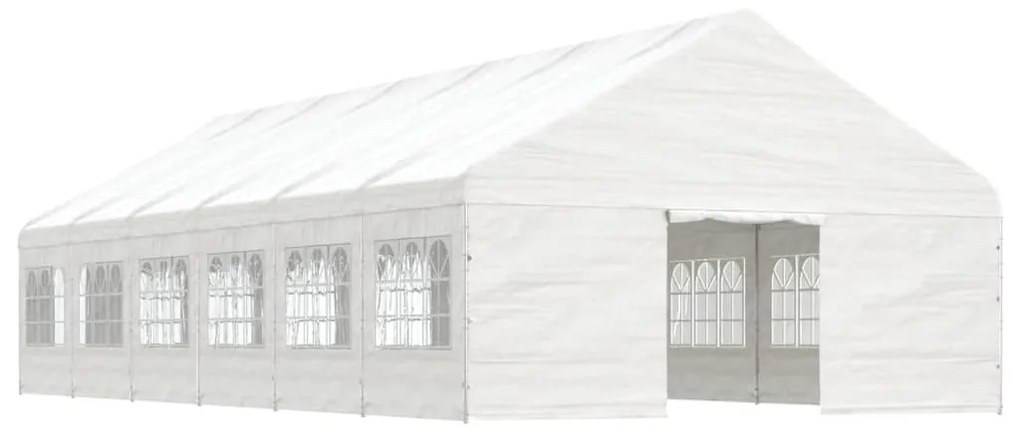 Gazebo com telhado 13,38x5,88x3,75 m polietileno branco