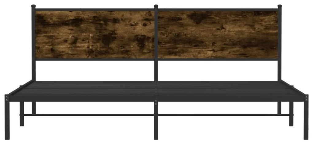 Estrutura de cama sem colchão 193x203cm metal carvalho fumado