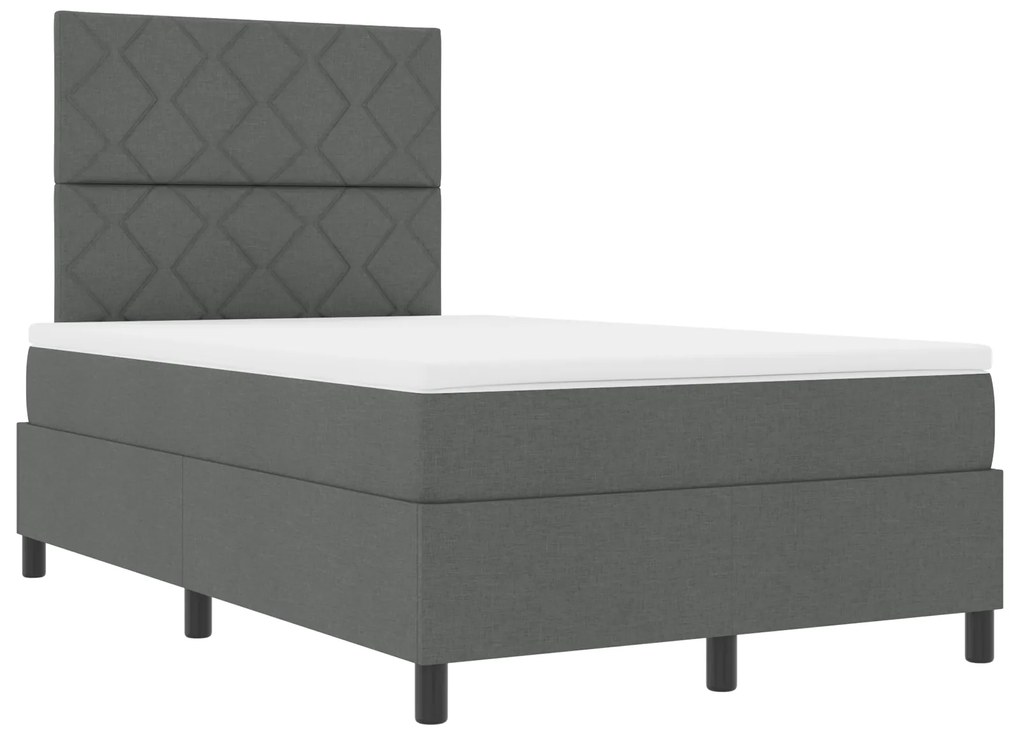 Cama Box Spring com Colchão & LED Cinza Escuro 120x190 cm Tecido