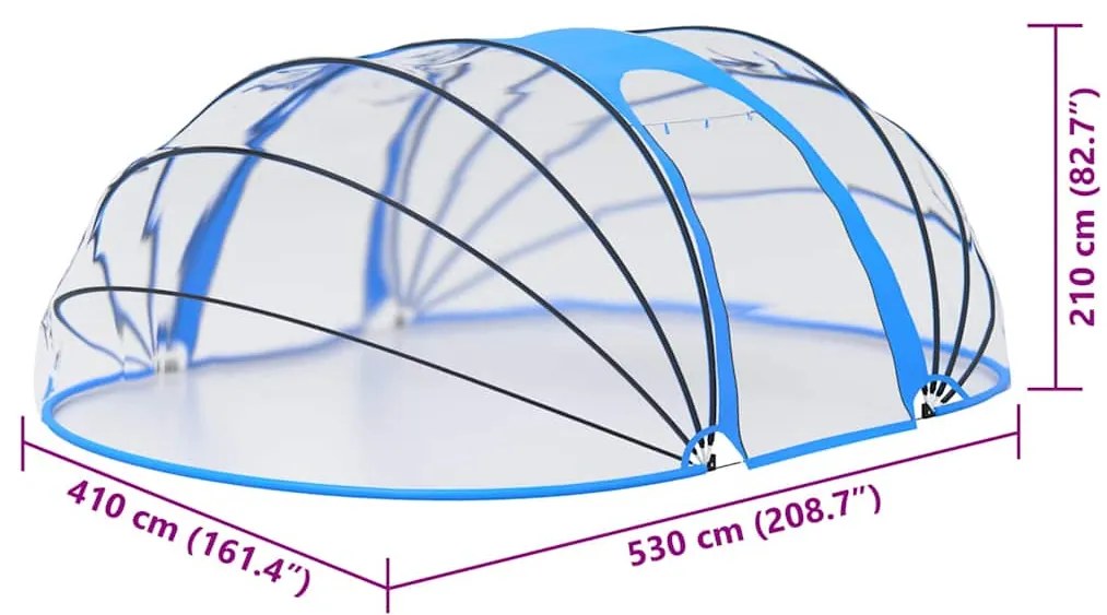 Cúpula de piscina oval 530x410x210 cm
