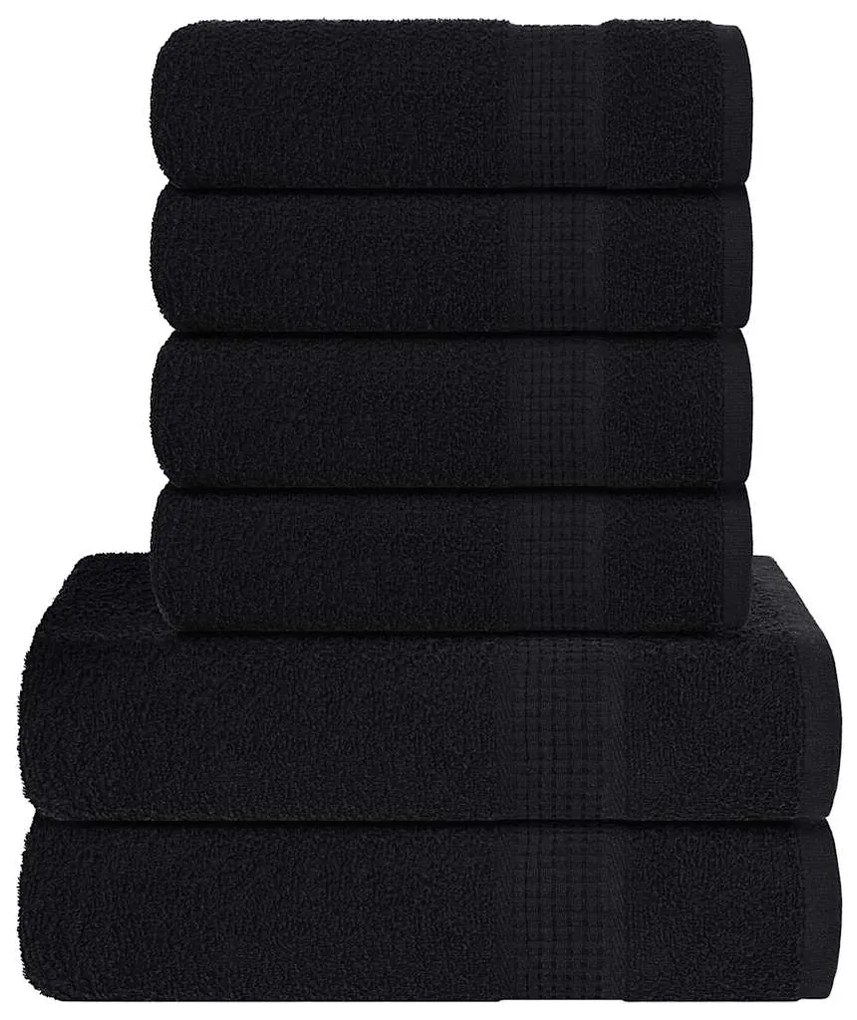 vidaXL 6pcs Conjunto de toalhas FROGN 360 g/m² preto