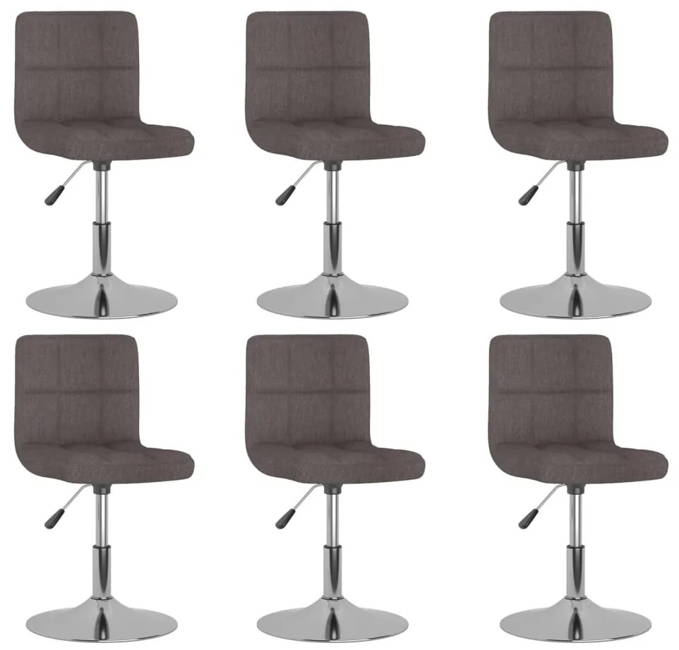 Cadeiras de jantar giratórias 6 pcs tecido cinzento-acastanhado