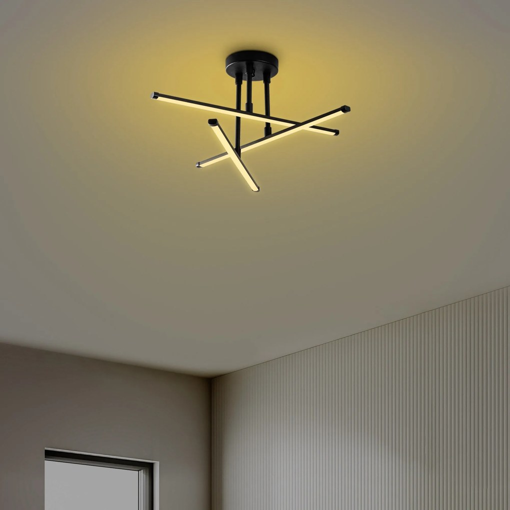 Candeeiro de Teto Ledflower – Preto – 51x26x51 cm